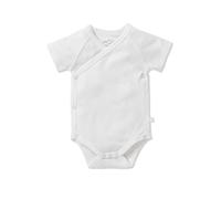 MORI Baby - Unisex Kimono Bodysuit in White - Short Sleeve-Organic Cotton and Bamboo - Breathable Infant Wrap-Style Bodysuit with Safe Nickel-Free Poppers - 18-24 Month