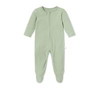 MORI Baby Unisex Two-Way Zip Ribbed Clever Sleepsuit in Sage - Comfort Bamboo and Organic Cotton Nightwear - Toddler's Pyjamas with Footed Design - 3-6 Months