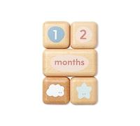 MORI Baby Wooden Milestone Blocks for Boys and Girls - Elegant Baby Growth Keepsake, Early Development Toy Set, Pastel Nursery Decor - Beech Wood, Non-Toxic - Suitable from Birth