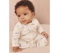 Mori male Cotton Blend Dinosaur Zip Sleepsuit (0-24 Mths) - 0-3 M - Cream Mix, Cream Mix