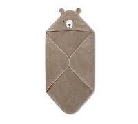 MORI Unisex Hooded Bear Towel Taupe Organic Cotton Absorbent Quick Drying Lightweight 100x88cm for Infants Durable Comfortable Blanket Ideal for Bathing Home or Travel