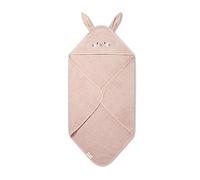 MORI Unisex Hooded Bunny Towel Blush Organic Cotton Absorbent Quick Drying Lightweight 75x75cm for Infants Durable Comfortable Blanket Ideal for Bathing Home or Travel
