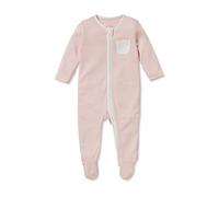 MORI Unisex Sleepsuit Blush Stripe Organic Cotton Two-Way Zip Footed Nightwear Breathable Lightweight for Toddlers 18-24 Months Comfortable Durable Pyjama for Boys and Girls