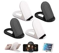 Morices 4 Pcs Foldable Cell Phone Stand, Oval Shaped Multi-Angle Universal Pocket Mobile Phone Holder, Portable Adjustable Desktop Holder Compatible with Tablets Smartphones Kindle (Black & White)