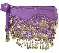 Morices Belly Dance Hip Scarf, Belly Dancing Skirt Hip Scarves with Dangling Gold Coins for Performance Costume Belly Dance Yoga Class