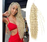 Morichy #613 Blonde Curly Braiding Hair for Boho Braids Human Hair Mix Synthetic Deep Wave Bulk Hair for Boho Knotless Braids, Boho Box Braids/Locs/Twist Goddess Gypsy