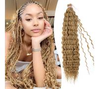 Morichy Curly Braiding Hair for Boho Braids, 20 Inch Deep Wave Bulk Hair for Goddess Braids Extensions hair, Soft Fiber mix Human Hair Honey Blonde 27# Hair Extensions for Braiding