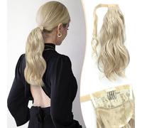 MORICHY Curly Ponytail Extension, 14" Wavy Wrap Around Ponytail Extension Synthetic Blonde Pony Tail Hair Pieces for Women Daily Use Party