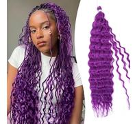 Morichy Purple Curly Braiding Hair for Boho Braids 20 Inch Deep Wave Crochet Hair for Braiding Long Curly Boho Braids Synthetic 100g/Bundles 3-4 Pack Will Be Fullly Style for Party/Birthday/Concerts
