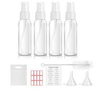 MORICOH 4PCS Travel Bottles Set for Toiletries and 1 Flight Airport Security Liquid Bag(20cm x 20cm), 100ml Travel Bottles (4PCS Spray Bottle)