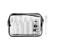 MORICOH Clear Toiletry Bag, 14PC Travel Bottles Set for Toiletries and 1 Flight Airport Security Liquid Bag(20cm x 20cm), 100ml Travel Bottles - Compliant EU & UK Hand Luggage Regulation