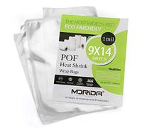 MORIDA 100 pcs 9X14 inch POF Heat Shrink Wrap Bags 100 Gauge, Softer, Clear Film for Gifts, Bottles, DIY Handmade Crafts, Dustproof Packaging, Odorless, Non-Toxic, Food Safety Quality, ECO - Friendly…