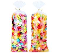 MORIDA 200pcs 4X9 inch Cellophane Bags Cellophane Treat Bags Clear Gift Bags Cake Pop Bags Candy Bags Cello Bags for Party Favors Goodie Favor Bakery Cookie with 5" Twist Ties