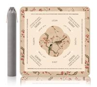 Morigins Mahjong Mat with Rules and Scoring Guides - 33"x33" Non-Slip Rubber American Mahjong Table Mat, Waterproof Silent Crystal Velvet Pad with Carrying Bag, Chinoiserie Songbird