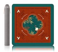 Morigins Mahjong Mat with Rules & Scoring Guides - 33"x33" American Mahjong Table Mat, Forbidden City Red, Suzhou Garden Window Design with Crane & Bamboo