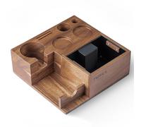 MORILS Tamper Station 51 mm - 54 mm, Espresso Tamping Station Made of Wood, Espresso Tamper Station with Knock Box, Wood Coffee Station Coffee Accessories Organiser with Knock Container for