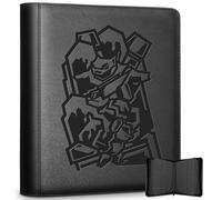 MORINBO Toploader Binder, Premium Zipper Trading Card Binder 9-Pocket, Top Loaders with Side-Loading Sleeves for 252 Cards(3" X 4"), Exclusive Original Art Cover Card Collection Folder for TCG (black)