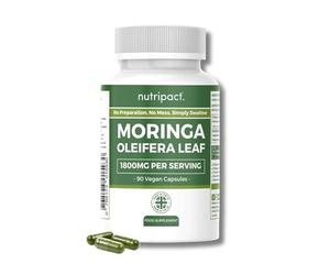 Moringa Capsules 1800mg - High Strength Moringa Oleifera Powder Supplement - 90 Vegan Capsules - Nutripact