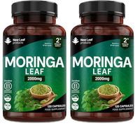 Moringa Leaf Capsules - High Strength Moringa Capsules 2000mg - Pure Vegan Extract & Powder - 120 (Two Months Supply) Enriched with Black Pepper by New Leaf (Pack of 2)