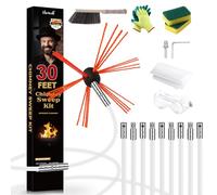 Morinoli 30 Feet Chimney Sweep Kit, Chrome Button Locking System, Chimney Cleaning Kit, Chimney Brush, Chimney Cleaning Tool, Chimney Cleaning System with 9 Flexible Chimney Rods