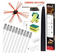 Morinoli 33 Feet Chimney Sweep Kit, Chrome Button Locking System, Chimney Cleaning Kit, Chimney Brush, Chimney Cleaning Tool, 10 Flexible Nylon Chimney Rods