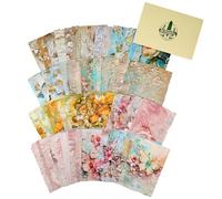 Moriquill Scrapbook Paper Set - 60 Vintage Sheets with Mixed Paper Textures, Featuring Embossed Kraft and Lightweight Floral Designs for Journaling and DIY Crafts