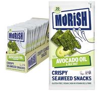 MORiSH Crispy Avocado Oil Seaweed Snacks | 20 Pack, 20 Calories Each | Light & Crispy Roasted Seaweed Thins | Vegan, Gluten-Free, Sugar-Free, Keto-Friendly | High Fibre & Vitamin B12 | Korean Snack