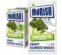 MORiSH Crispy Avocado Oil Seaweed Snacks | 5 Pack, 20 Calories Each | Light & Crispy Roasted Seaweed Thins | Vegan, Gluten-Free, Sugar-Free, Keto-Friendly | High Fibre & Vitamin B12 | Korean Snack