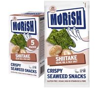 MORiSH Crispy Shiitake Seaweed Snacks | 5 Pack, 21 Calories Each | Light & Crispy Umami Seaweed Thins | Vegan, Gluten-Free, Sugar-Free, Keto-Friendly | High Fibre & Vitamin B12 | Korean Snack