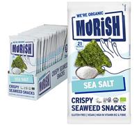 MORiSH Organic Sea Salt Seaweed Snacks | 20 pack, 21 Calories Each | Light & Crispy Roasted Seaweed Thins | Vegan, Gluten-Free, Sugar-Free, Keto-Friendly | High Fibre & Vitamin B12 | Korean Snack