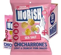 MORiSH Pork Chicharrónes Sea Salt | Light & Crunchy Pork Rinds & Scratchings Multipack | High Protein, Zero Carb & Keto Friendly Snacks | Gluten Free, Pork Puffs Made in Britain | 10 x 25g