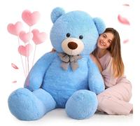 MorisMos 120cm/48in Big Giant Teddy Bear, XXL Large Cuddly Super Soft Teddybear, Fluffy Stuffed Teddys Plush Toy Gifts for Girlfriend Kids Girls Wife Birthday, Party Decor 4ft Blue