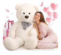 MorisMos 120cm/48in Big Giant Teddy Bear, XXL Large Washable Cuddly Super Soft Teddybear, Fluffy Stuffed Teddys Plush Toy Gifts for Kids, Girls, Wife, Girlfriend Birthday, Party Decor 4ft Ivory