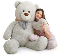 MorisMos 120cm/48in Cute Giant Teddy Bear, XXL Large Cuddly Super Soft Teddybear, Fluffy Stuffed Teddys Plush Toy Birthday Gifts for Girlfriend Kids Girls Wife, Party Decor 4ft Grey