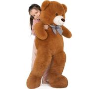 MorisMos 120cm/48in Kawaii Giant Teddy Bear, XXL Large Cuddly Super Soft Teddybear 4ft, Fluffy Big Stuffed Teddys Plush Toy Gifts for Kids Girls Wife Girlfriend Birthday, Party Decor Dark Brown