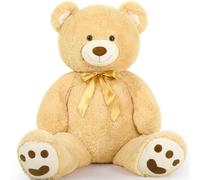 MorisMos 120cm Giant Teddy Bear for Girlfriend, Large Plush Bear Stuffed Animal Cuddly Toy Soft Big XXL, Kawaii Presents for Girls Kids Women Valentines Day Birthday Party Decorations (Light Brown)