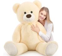 MorisMos 130cm/52in Big Giant Teddy Bear for Girlfriend, XXL Large Cuddly Super Soft Teddybear, Fluffy Stuffed Teddys Plush Toy Birthday Gifts for Kids Girls Wife Women, Party Decor 4.3ft Light Yellow