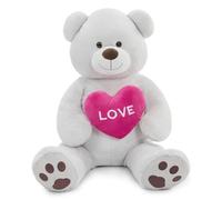 MorisMos 130cm Giant Teddy Bear, Grey Love Teddy Bear for Girlfriend, Large Teddies Soft Toy with Heart, Big Cute Fluffy Bear Gift for Kids Boyfriend Wife Birthday Mothers Day Decor