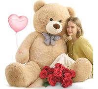 MorisMos 150cm/60in Big Giant Teddy Bear, XXL Large Cuddly Super Soft Teddybear, Fluffy Stuffed Teddys Plush Toy Gifts for Kids Girls Wife Girlfriend Birthday, Party Decor 5ft Light Brown