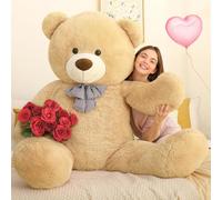 MorisMos 180cm Giant Teddy Bear Stuffed Animal, 6ft XXXL Large Soft Toy for Her, Light Brown Cuddly Plush Bear for Women, Girls, Kids, Birthdays, Valentines