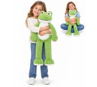 MorisMos 27.5 Inch Large Frog Stuffed Animal, Soft Green Frog Plush Toy | Long arms and legs for bedtime cuddles, reading and room decor; a cute birthday gift for kids and frog lovers
