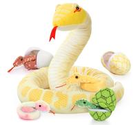 MorisMos 300cm/119in Giant Snake Soft Toy Large with 4 Babies in Eggs, Long Constrictor Snakes Teddy Stuffed Animal Anaconda Plush Cuddly Lifelike, Present for Boys Girls Kids Birthday Party Decor