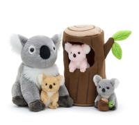MorisMos 30cm Big Koala Teddy with 3 Baby Inside, Large Grey Cuddly Fluffy Koala Plush Soft Toys, Giant Stuffed Animal Gift for Kids Birthday