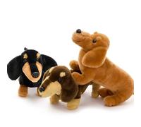 MorisMos 3pcs Dachshund Dog Teddy Set, 33cm Cuddly Long Sausage Puppy Plush Soft Toy, Kawaii Stuffed Animal Gift for Kids Girlfriend Birthday Christmas Deco