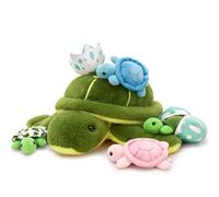 MorisMos 45cm/18in Gaint Sea Turtle Teddy with 4 Babies & 2 Eggs inside, Lifelike Cuddly Tortoise Stuffed Animal Plush Soft Toys, Kawaii Presents for Kids Girls Boys Birthday Party Decor