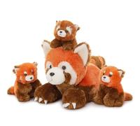 MorisMos 45cm/18in Red Panda Plush Teddy with 3 Babies inside, Realistic Cuddly Red Pandas Stuffed Animal Soft Toy, Kawaii Presents for Kids Girls Boys Birthday Party Decoration