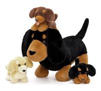 MorisMos 45cm Cuddly Dachshund Dog Teddy with Baby Puppies inside,Sausage Dog Soft Toy Stuffed Animal, Christmas Birthday Presents for Kids Girls Boys