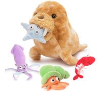 MorisMos 45cm Walrus Plush Teddy with Animals inside, Sea Ocean Stuffed Animal Soft Toy Cuddly, Kawaii Birthday Present for Boys Girls Kids Halloween Party Decorations