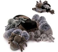 MorisMos 4Pcs Big Spider Teddy Soft Toy, 40cm Big Spider with 3 Cuddly Baby Inside, Large Fluffly Realistic Kawaii Plush Gift for Kids Birthday