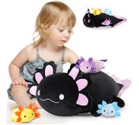 MorisMos 4Pcs Black Axolotl Soft Toy with Babies inside, Lifelike Axolotl Stuffed Animal Plush Cuddly, Kawaii Presents for Kids Girls Boys Birthday Party Decorations (60 cm)